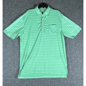 Peter Millar Summer Comfort Men's‎ Large Green Striped Golf Polo Shirt L